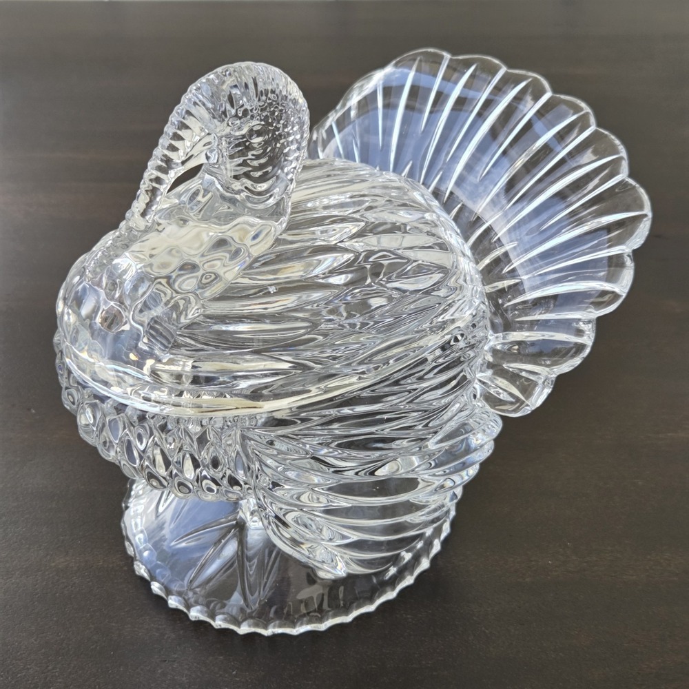 Shannon 24% Lead Crystal Turkey Covered Dish Czech Republic With Lid & Label‎